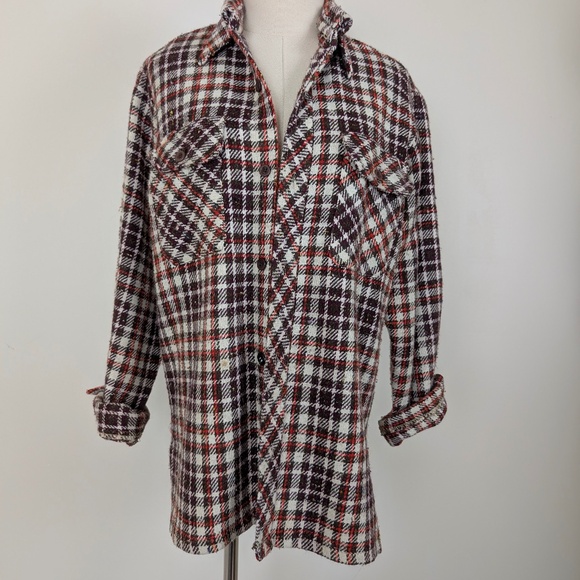70s Wrangler Plaid Button Down Flannel Long Sleeve Buffalo Check Jacket - Picture 4 of 8